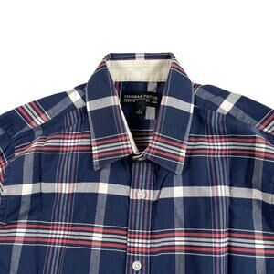 Thomas Payne London Shirt Mens US Medium / UK Large Navy Plaid Cotton Canvas